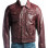 Men's Burgundy Trucker Leather Jacket