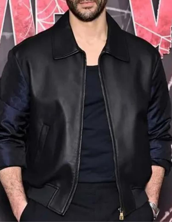Madame Web Tahar Rahim Premiere Black Leather Jacket Madame Web Tahar Rahim Premiere Black Leather Jacket