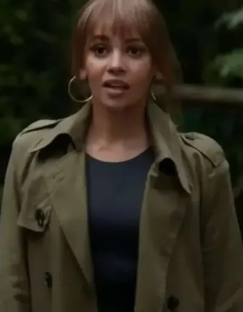 Wild Cards 2024 Vanessa Morgan Green Cotton Trench Coat
