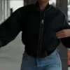 Wild Cards 2024 Vanessa Morgan Black Bomber Leather Jacket Wild Cards 2024 Vanessa Morgan Black Bomber Leather Jacket