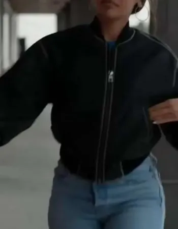 Wild Cards 2024 Vanessa Morgan Black Bomber Leather Jacket Wild Cards 2024 Vanessa Morgan Black Bomber Leather Jacket