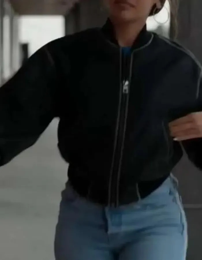 Wild Cards 2024 Vanessa Morgan Black Bomber Leather Jacket Wild Cards 2024 Vanessa Morgan Black Bomber Leather Jacket