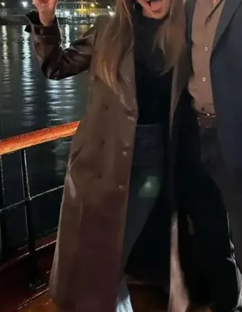 Wild Cards 2024 Max Mitchell Brown Leather Trench Coat