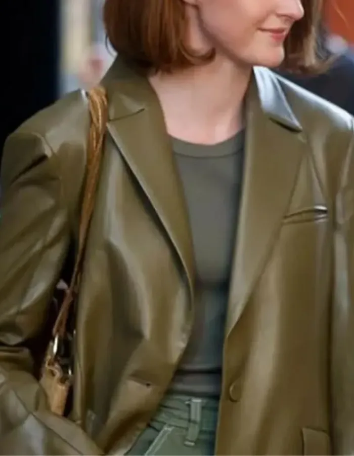 Ingrid A Different Man 2024 Olive Green Leather Blazer Ingrid A Different Man 2024 Olive Green Leather Blazer