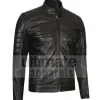 Austin Mens Black Cafe Racer Leather Jacket