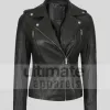Bagheria Women's Top Notch Black Leather Jacket Bagheria Women's Top Notch Black Leather Jacket