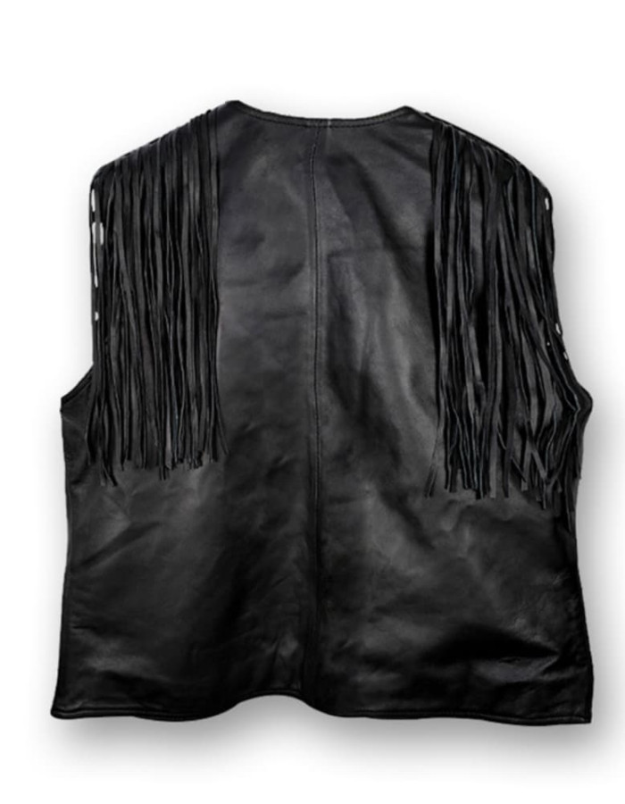 Barbie Ryan Gosling (Ken) Black Fringe Leather Vest