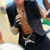 Barbie Ryan Gosling (Ken) Black Fringe Leather Vest Barbie Ryan Gosling (Ken) Black Fringe Leather Vest