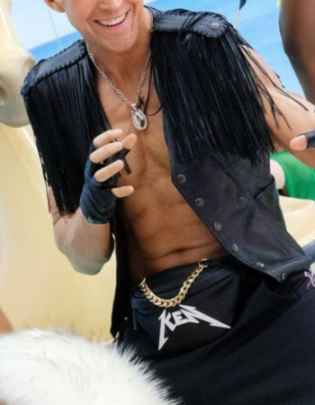 Barbie Ryan Gosling (Ken) Black Fringe Leather Vest Barbie Ryan Gosling (Ken) Black Fringe Leather Vest
