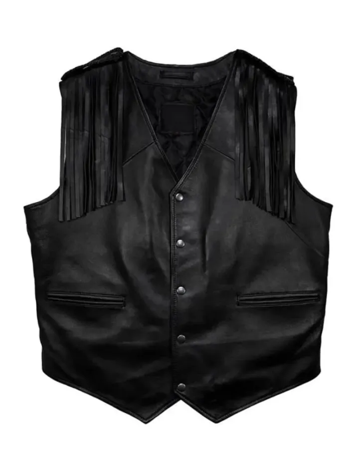 Barbie Ryan Gosling (Ken) Black Fringe Leather Vest Barbie Ryan Gosling (Ken) Black Fringe Leather Vest