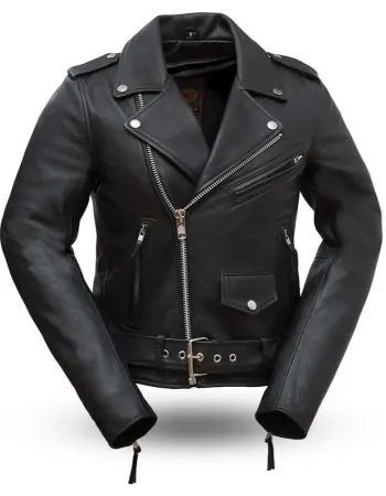 Connecticut Women's Black Asymmetrical Leather Motorcycle Jacket