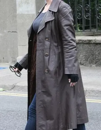 Alice Eve Cult Killer 2024 Cassie Holt Brown Trench Coat