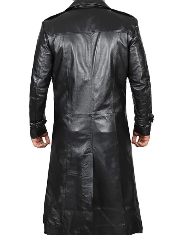Augusta Guys Double-Breasted Black Leather Coat