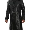 Augusta Guys Double-Breasted Black Leather Coat