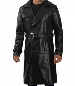 Augusta Guys Double-Breasted Black Leather Coat