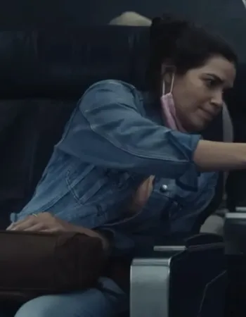 Dumb Money 2023 America Ferrera Blue Denim Jacket