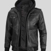 Edinburgh Men's Grey Leather Bomber Jacket
