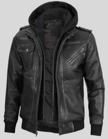 Edinburgh Men's Grey Leather Bomber Jacket