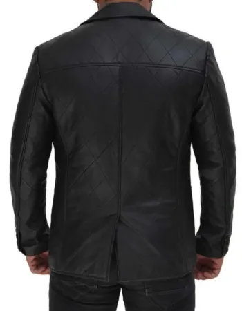 Elton Men's Black Quilted Leather Blazer