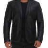 Elton Men's Black Quilted Leather Blazer Elton Men's Black Quilted Leather Blazer