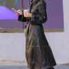 Emily Ratajkowski NYC Street 2023 Brown Leather Coat Emily Ratajkowski NYC Street 2023 Brown Leather Coat