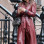 Emily Ratajkowski Burgundy Leather Trench Coat