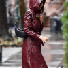 Emily Ratajkowski Burgundy Leather Trench Coat Emily Ratajkowski Burgundy Leather Trench Coat