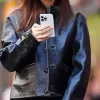 Emily Ratajkowski New York City Black Leather Jacket Emily Ratajkowski New York City Black Leather Jacket