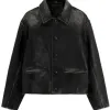 Emily Ratajkowski New York City Black Leather Jacket Emily Ratajkowski New York City Black Leather Jacket
