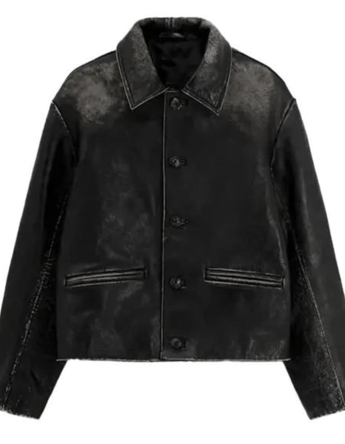 Emily Ratajkowski New York City Black Leather Jacket Emily Ratajkowski New York City Black Leather Jacket