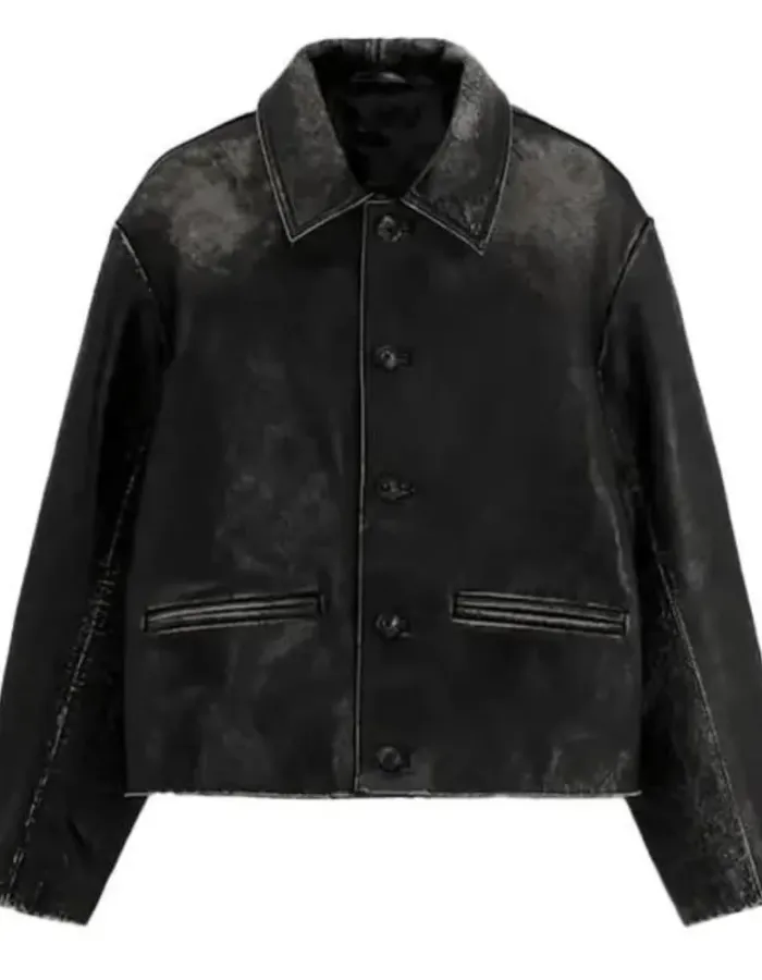 Emily Ratajkowski New York City Black Leather Jacket Emily Ratajkowski New York City Black Leather Jacket