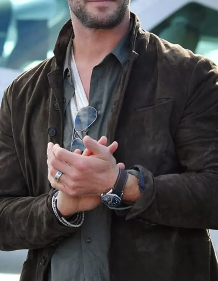 Extraction 2 Chris Hemsworth (Tyler Rake) Brown Suede Leather Jacket