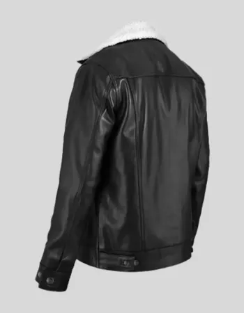Fernando Sherpa-Lined Trucker Black Leather Jacket