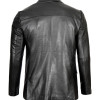 Glendale Mens Black Leather Stylish Two Button Blazer 