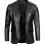 Glendale Mens Black Leather Stylish Two Button Blazer 
