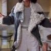 Good Grief Ruth Negga Black Leather Sherpa Jacket