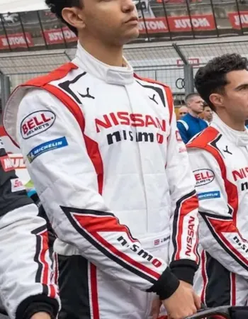 Gran Turismo 2023 Archie Madekwe White Leather Jacket