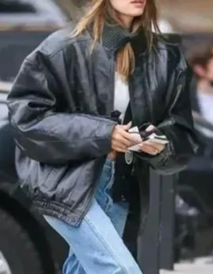 Hailey Bieber Leather Jacket Hailey Bieber Leather Jacket