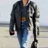 Hailey Bieber Oversized Black Leather Jacket Hailey Bieber Oversized Black Leather Jacket
