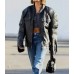 Hailey Bieber Oversized Black Leather Jacket