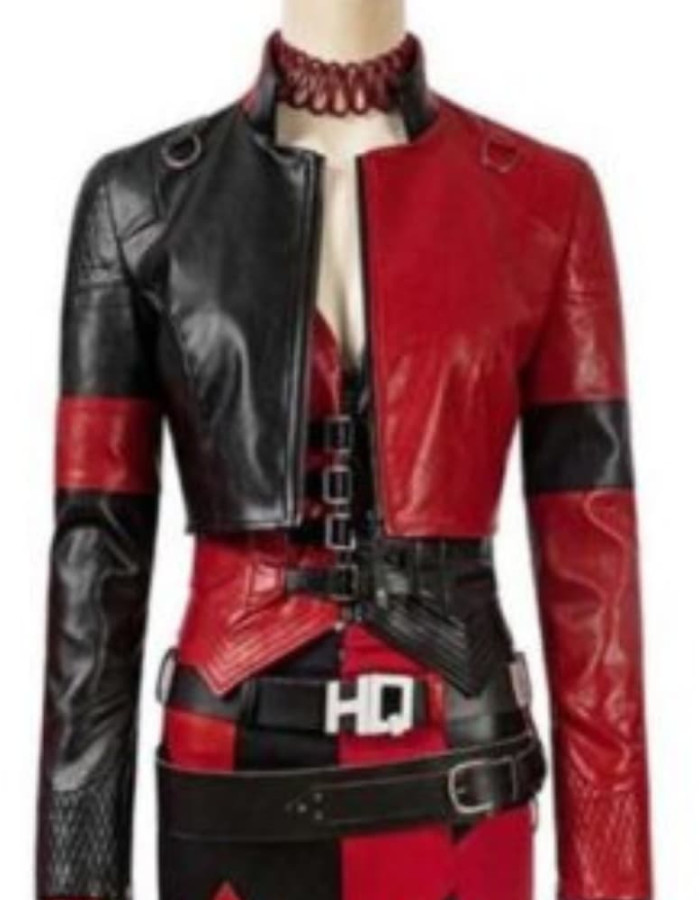 Harley Quinn Suicide Squad Kill the Justice League Cropped Leather Jacket