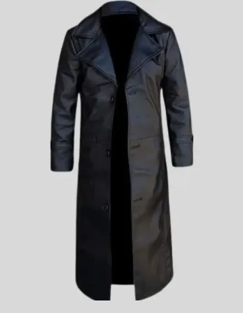 Jackson Men's Full-Length Black Leather Dust Coat