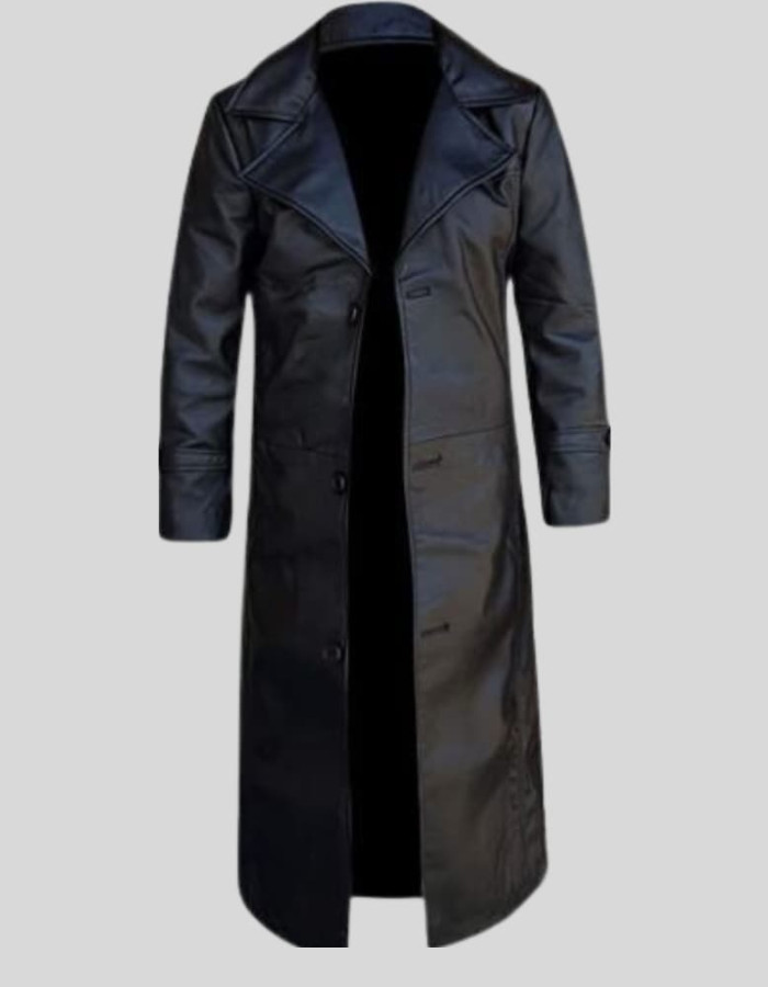 Jackson Men's Full-Length Black Leather Dust Coat Jackson Men's Full-Length Black Leather Dust Coat