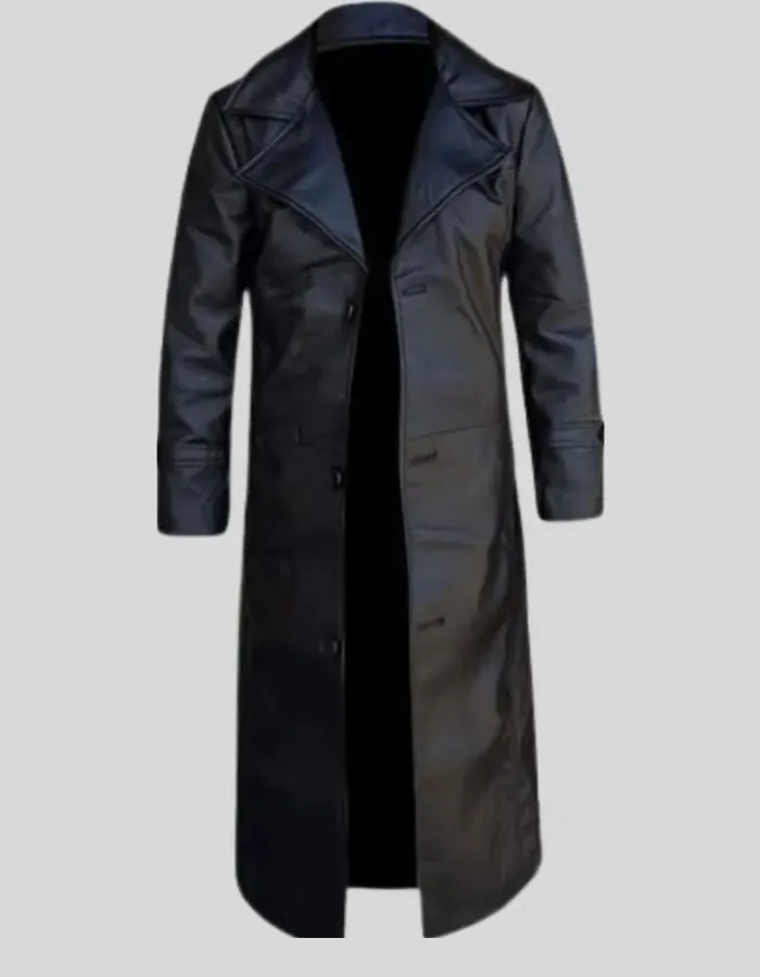Jackson Men's Full-Length Black Leather Dust Coat Jackson Men's Full-Length Black Leather Dust Coat