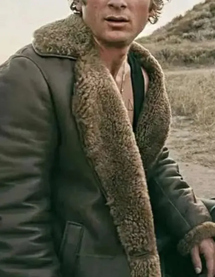 Jeremy Allen White The Iron Claw 2023 Shearling Leather Coat