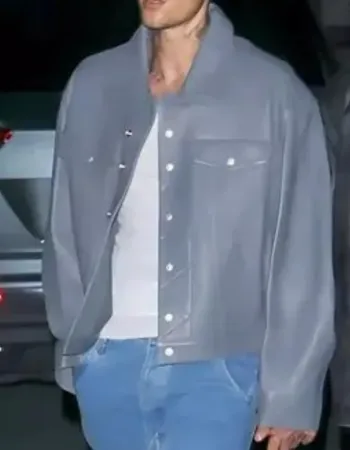 Justin Bieber Grey Leather Jacket