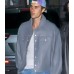 Justin Bieber Grey Leather Jacket