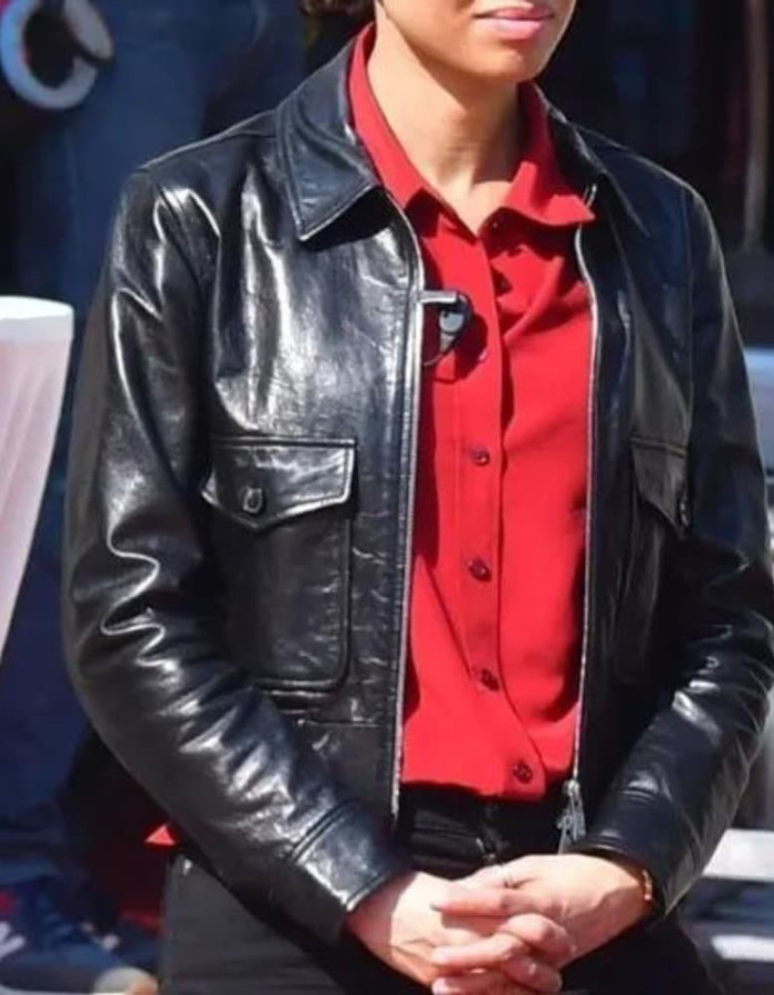 Lift Movie 2024 Gugu Mbatha-Raw (Abby) Black Leather Jacket Lift Movie 2024 Gugu Mbatha-Raw (Abby) Black Leather Jacket