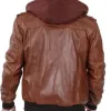 Men's Brown Leather Bomber Jacket