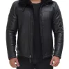 Fernando Black Shearling Collar Leather Trucker Jacket Fernando Black Shearling Collar Leather Trucker Jacket